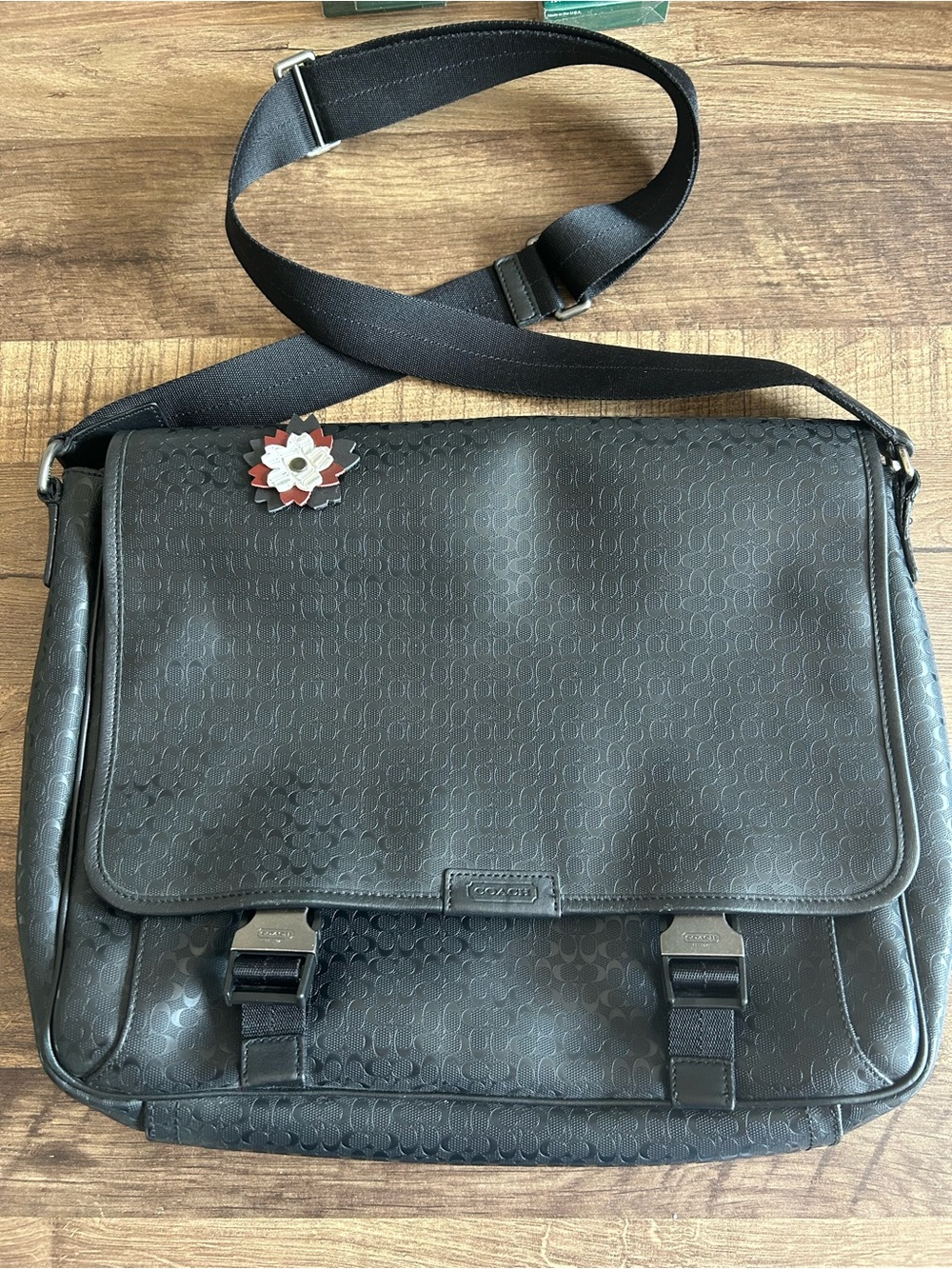 Coach Heritage Signature PVC Messenger Bag with Floral Accent F70809